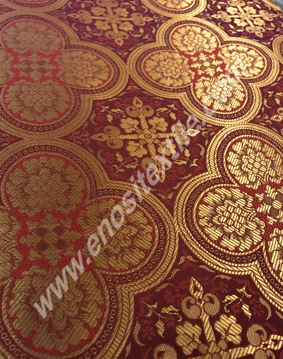 KL-013 Claret Red-Gold Brocade Fabrics
